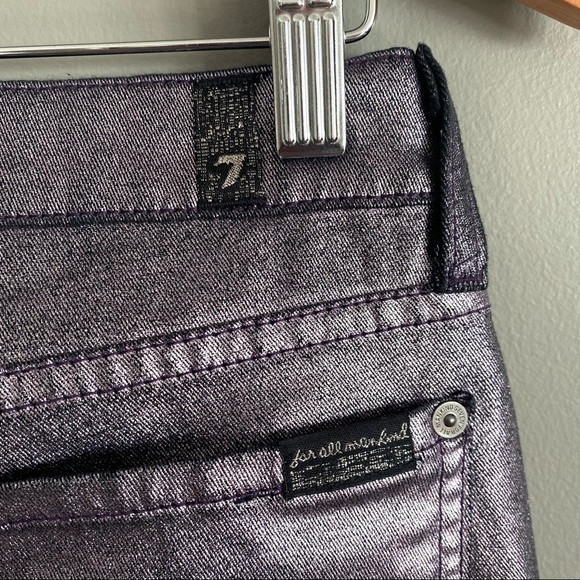 7 For All Mankind Womens Purple Metallic Coated Mid Rise Skinny Jeans Size 28 - Picture 4 of 8